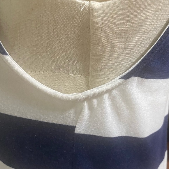 Anthropology THYME & HONEY NAVY BLUE & WHITE STRIPED MAXI LINED DRESS EUC SZ M - Picture 7 of 8